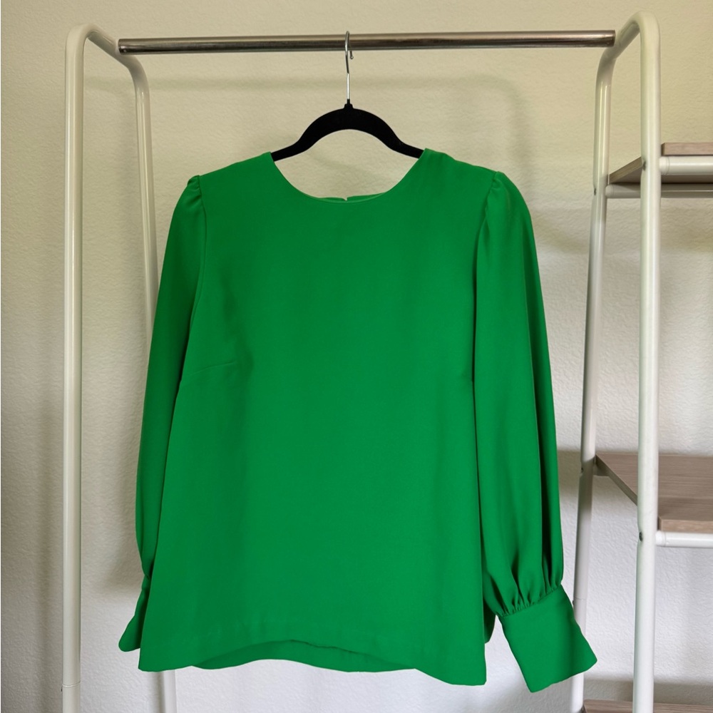 Vibrant Green Sheath Dress with Long Bishop Sleeves from H&M size 12